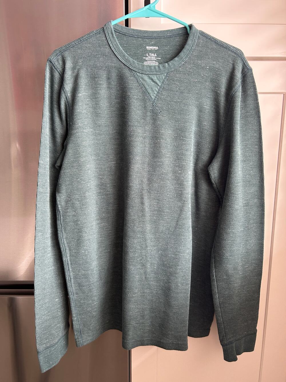 Sonoma Mens L Tall Sage green cotton blend sweater